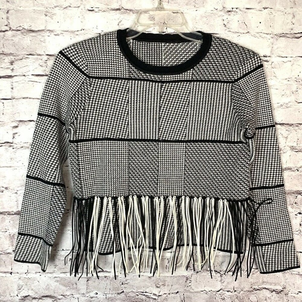REVOLVE Endless Rose Houndstooth Fringe Sweater - Picture 3 of 12
